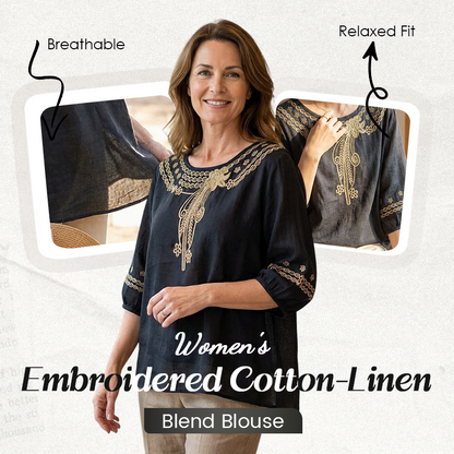 👚 60% OFF NOW! 🌸 Women's Embroidered Cotton-Linen Blend Blouse – Breathable & lightweight – Delicate embroidery, perfect for summer or resort wear – chic and effortless ✨