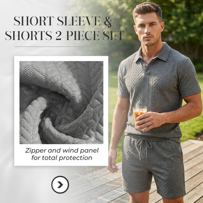 👕 50% OFF NOW! 🔥 Men's Diamond Print 2-Piece Set – Soft, Breathable Top & Easy Shorts, Perfect for BBQs & Coffee Dates ☕️
