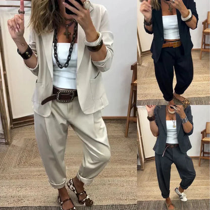 👔 60% OFF NOW! 💼 Women's Collar Jacket & Pants Suit – Temperament Commuting Style, Tailored Fit & Versatile Look 👖