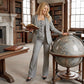 👚 50% OFF NOW! 💃 Women's 3-Piece Flared Trouser Suit Set – Blazer, Crop Top & Flared Pants, Elegant Look ✨