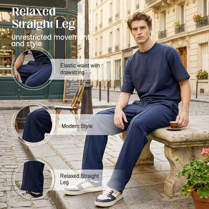 👖 50% OFF NOW! 💨 Men's Elastic Waist Drawstring Straight Leg Pants – Comfortable Fit, Breathable Fabric & Perfect for Casual or Work Wear 🏠