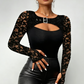 👚 50% OFF NOW! 🔥 Women's Sexy Cutout Lace Sleeve Top – Romantic Lace, Edgy Cutout & Versatile Style 🌸