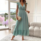 👗 50% OFF NOW! 💃 V-Neck Ruffled Waist-Defining Maxi Dress – Flattering Fit, Elegant Design & Perfect for Any Occasion 🌸
