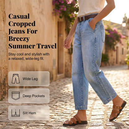 👖 50% OFF NOW! ✨ Women's High Waisted Cropped Barrel Jeans – Curve-friendly, relaxed fit & perfect for a trendy casual look – pairs well with sneakers or heels 👟