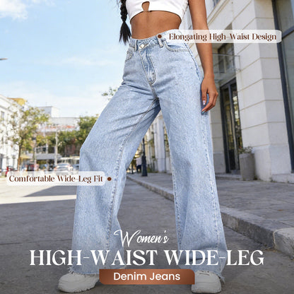 👖 60% OFF NOW! 🔥 Women's High-Waist Wide-Leg Denim Jeans – Trendy, Comfortable Fit & Versatile for Any Look ✨