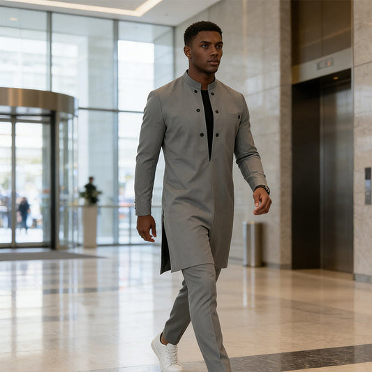 👔 60% OFF NOW! 🔥 Men's Modern Mandarin Collar Tunic & Pants Set – Elegant Design, Comfortable Fit & Perfect for Special Occasions 🎩