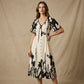👗 50% OFF NOW! 🌿 Soft Botanical Print V-Neck Midi Dress – Elegant, Lightweight & Versatile for Any Occasion 🌸
