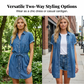 👗 50% OFF NOW! 🔥 Women's Casual Denim Shirt Dress with Drawstring Waist – Soft, breathable & adjustable – Perfect for summer, beach or casual outings – relaxed and chic 🌸