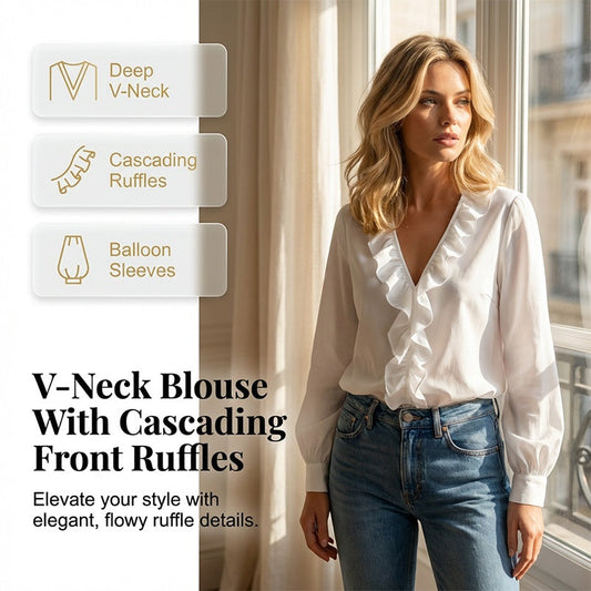 👚 50% OFF NOW! 🌸 Women's Ruffled Lantern Sleeve Shirt – Elegant Design, Soft Fabric & Perfect for a Romantic Everyday Look ✨