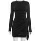 👗 50% OFF NOW! 🔥 Long Sleeve Ruched Bodycon Mini Dress – Flattering Fit, Stretchy Fabric & Perfect for Night Out 💃