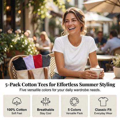 👕 55% OFF NOW! 🔥 5-Pack Versatile Solid Color T-Shirt – Soft Cotton, Breathable & Perfect for Daily Wear 👚