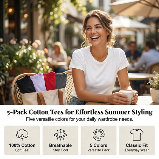 👕 55% OFF NOW! 🔥 5-Pack Versatile Solid Color T-Shirt – Soft Cotton, Breathable & Perfect for Daily Wear 👚