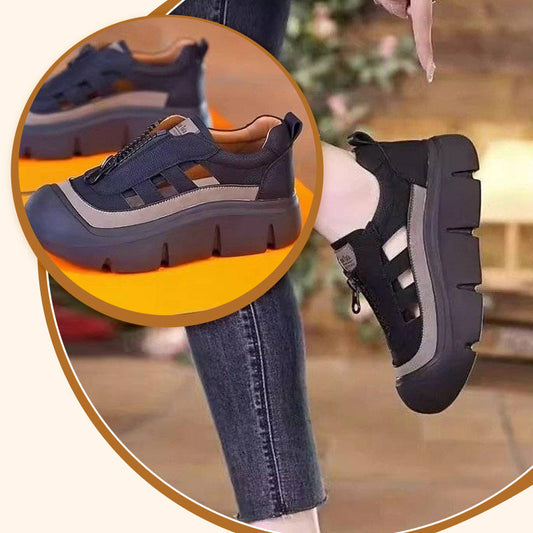 👠 50% OFF NOW! ✨ Women's Retro Zipper Hollow Platform Shoes – Stylish Retro Design, Breathable Hollow Pattern & Comfortable Platform Sole 💃