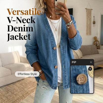 🧥 50% OFF NOW! 👖 Women's Classic Button Front Denim Jacket – Timeless Style, Breathable Cotton & Perfect for Layering 🌸