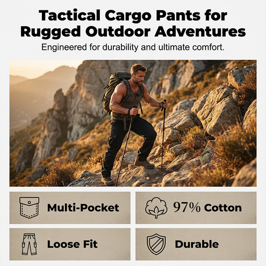 👖 50% OFF NOW! 🧵 Men's Cotton Cargo Tactical Pants – Multi-Pocket, Durable Fabric & Perfect for Outdoor & Daily Wear 🏕️