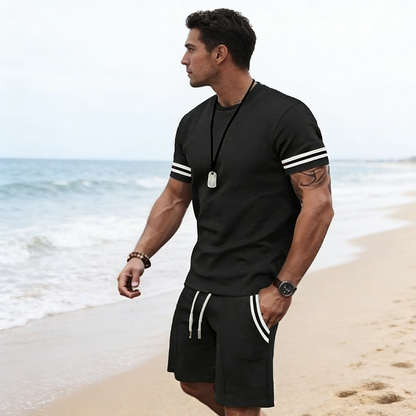 👕 50% OFF NOW! 🔥 Men's Striped T-Shirt & Shorts 2-Piece Set – Breathable Fabric, Relaxed Fit & Perfect for Summer Days ☀️