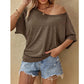 👚 50% OFF NOW! 🌊 Women's Casual Off-Shoulder Short Sleeve T-Shirt – Soft & breathable – Flirty neckline, relaxed fit – perfect for summer days or beach cover-ups ☀️