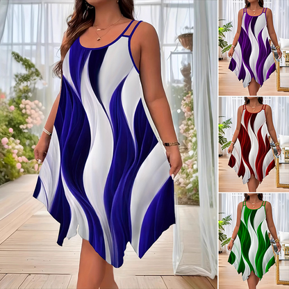 👗 50% OFF NOW! 🌟 Women's Flowy Double-Strap Midi Dress – Bold Print, Asymmetric Hem & Perfect for a Chic Summer Look 💃