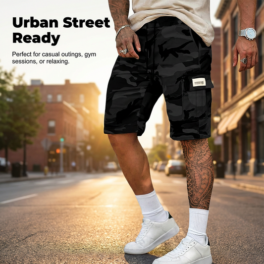 🩳 50% OFF NOW! ✨ Men's Relaxed Fit Tactical Cargo Shorts – Camo print & multi-pocket – Drawstring waist, perfect for outdoor or casual wear 🌿💪✨