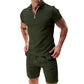 👕 50% OFF NOW! ⏰ Summer Casual Zip-Neck Shirt & Shorts Set – Breathable, stylish & perfect for hot days – lightweight 2-piece comfort 🩳