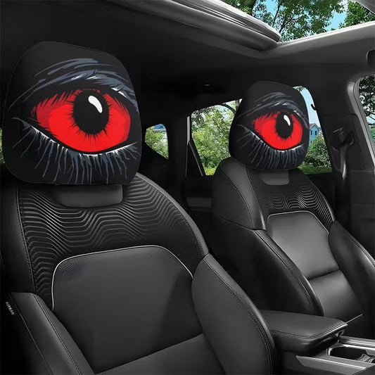 🚗 BUY 3 GET 1 FREE! 😈 Spooky Red Eye Car Headrest Cover – Creepy Design, Soft Fabric & Perfect for Halloween & Car Enthusiasts 👁️‍🗨️