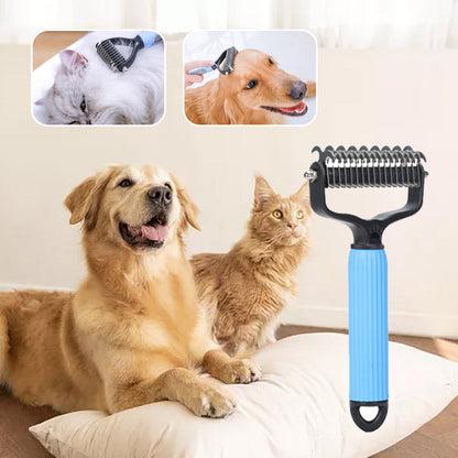 🔥 BUY 2 GET 1 FREE! 🐕 Double Sided Pet Grooming Brush – Stainless steel & anti-slip grip – Removes loose fur & tangles – perfect for cats and dogs 🐈