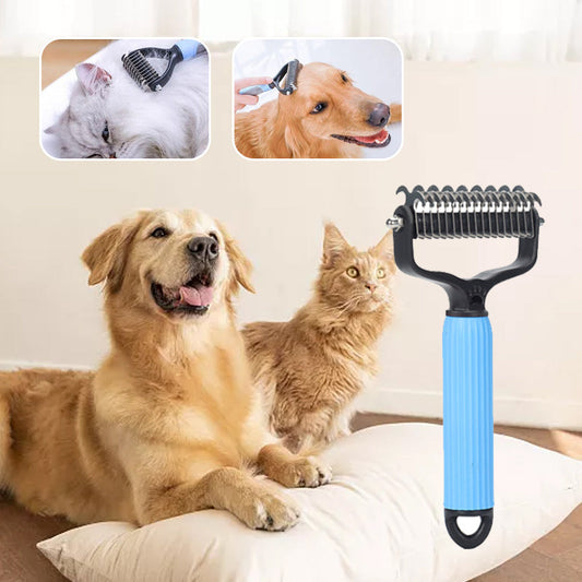🔥 BUY 2 GET 1 FREE! 🐕 Double Sided Pet Grooming Brush – Stainless steel & anti-slip grip – Removes loose fur & tangles – perfect for cats and dogs 🐈