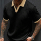 👕 50% OFF NOW! ✨ Men's Casual Textured Top – Contrast Collar & Knit Fabric – Versatile, easy care & perfect for office or relaxed weekends 🎩
