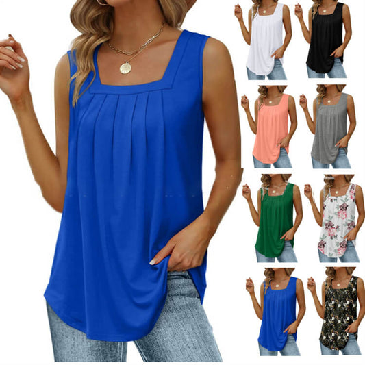 👚 50% OFF NOW! 🔥 Women's Square Neck Sleeveless Vest T-Shirt – Soft & breathable – Perfect for summer layering – delivered within 5 working days 🌸✨
