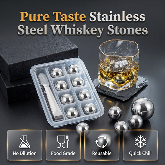 🥃 50% OFF NOW! 🍸 Stainless Steel Whiskey Stones – Set includes tray & tongs – Zero dilution, rapid chill – perfect for a neat dram. A gentleman’s choice 👔✅