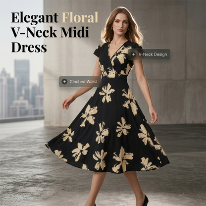 👗 50% OFF NOW! ⏳ Women's Casual Printed V-Neck Ruffle Dress – Lightweight Fabric, Romantic Style & Perfect for Warm Days 🌺