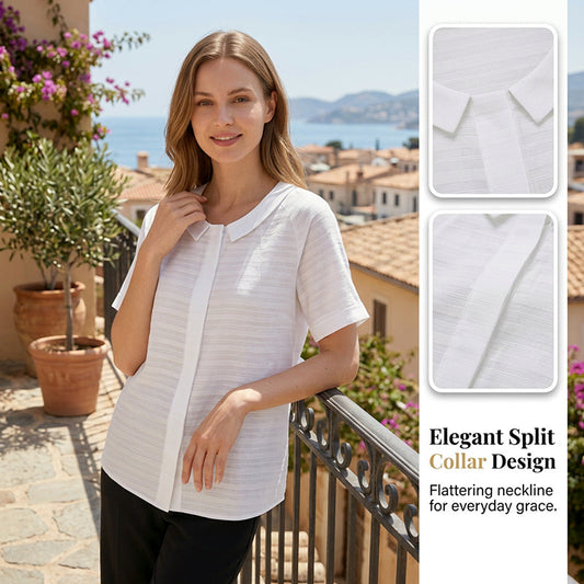 👚 50% OFF NOW! 🌞 Women's Summer Rounded Collar Shirt – Soft Fabric, Relaxed Fit & Perfect for Beach, Office or Daily Errands 🏖️