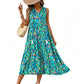 👗 50% OFF NOW! 🌸 Women's Sleeveless Abstract Print Tiered Midi Dress – Flowy Fit, Unique Pattern & Perfect for Beach, Brunch or Day Out ☀️
