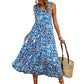 👗 50% OFF NOW! 🌸 Women's Sleeveless Abstract Print Tiered Midi Dress – Flowy Fit, Unique Pattern & Perfect for Beach, Brunch or Day Out ☀️