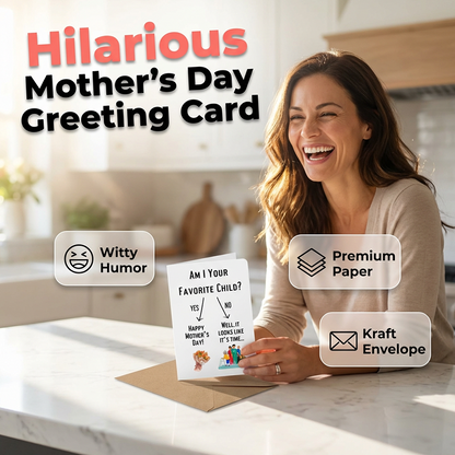 💐 50% OFF NOW! 🔥 "Favorite Child" Mother's Day Card – Humorous Design, High-Quality Print & Perfect for Making Mom Smile on Her Special Day 🎁