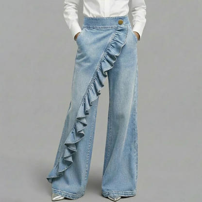 👖 50% OFF NOW! 🎁 2026 New Arrivals – Women's Asymmetrical Ruffle Wide-Leg Denim Pants – Stylish, breathable & a unique statement piece 💥