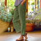 👖 50% OFF NOW! 🧵 Casual Solid-Color Loose-Fit Cropped Pants with Side Buttons – Lightweight & breathable – Perfect for summer, beach or relaxed office days – comfortable and stylish 🌸✨