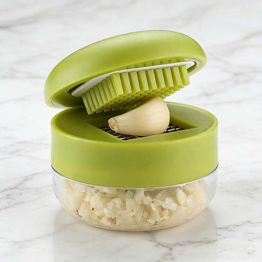 🧄 50% OFF NOW! 🎁 Mini Garlic Chopper and Press with Container – Manual, compact & easy to clean – Chop, mince or press in seconds – ideal for kitchen prep, camping or small spaces 🔪