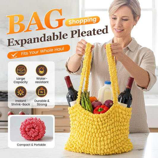 🛍️ 50% OFF NOW! ⏰ Expandable Pleated Shopping Bag – Lightweight, foldable & spacious for groceries and daily errands 🌿