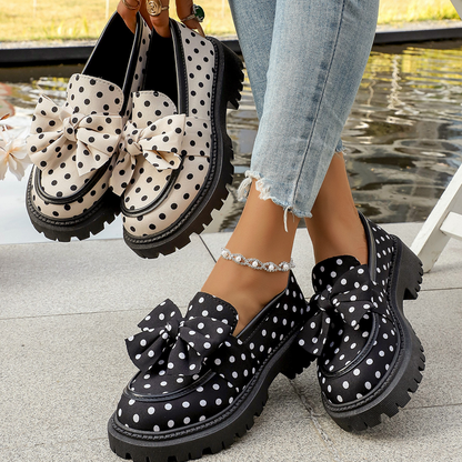 👞 50% OFF NOW! 🎀 Women's Polka Dot Bow Platform Loafers – Playful Chic, Bold Steps – Comfortable, lightweight & perfect for adding a fun touch to any outfit ✨