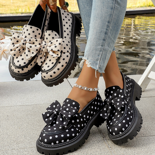 👞 50% OFF NOW! 🎀 Women's Polka Dot Bow Platform Loafers – Playful Chic, Bold Steps – Comfortable, lightweight & perfect for adding a fun touch to any outfit ✨