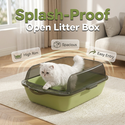 🐱 50% OFF NOW! 🚽 Semi-Enclosed Litter Box – Splash Guard & Odorless Design – Easy clean, safe PP material & keeps litter inside – perfect for indoor cats 🌸