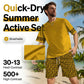 👕 50% OFF NOW! 💛 Men's Yellow Graphic Print Short-Sleeve Workout Set – Breathable & pilling-resistant – Comfortable, sporty – perfect for gym, running or leisure 🔥✨