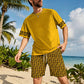 👕 50% OFF NOW! 💛 Men's Yellow Graphic Print Short-Sleeve Workout Set – Breathable & pilling-resistant – Comfortable, sporty – perfect for gym, running or leisure 🔥✨