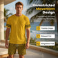 👕 50% OFF NOW! 💛 Men's Yellow Graphic Print Short-Sleeve Workout Set – Breathable & pilling-resistant – Comfortable, sporty – perfect for gym, running or leisure 🔥✨