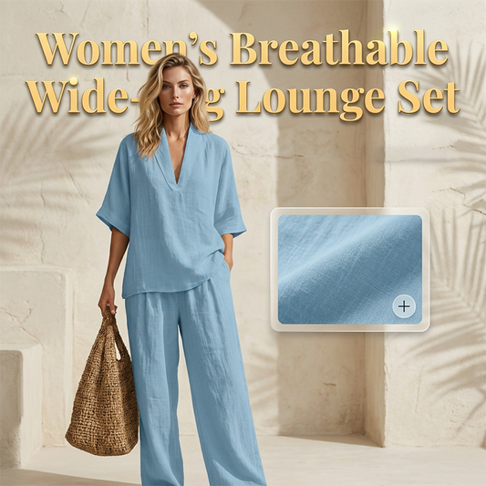 👚 50% OFF NOW! 🌸 Women's Casual V-Neck Top & Wide-Leg Trousers Set – Soft & breathable – Perfect for summer, work or resort wear – relaxed and elegant ✨🌿