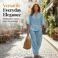 👚 50% OFF NOW! 🌸 Women's Casual V-Neck Top & Wide-Leg Trousers Set – Soft & breathable – Perfect for summer, work or resort wear – relaxed and elegant ✨🌿