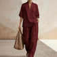 👚 50% OFF NOW! 🌸 Women's Casual V-Neck Top & Wide-Leg Trousers Set – Soft & breathable – Perfect for summer, work or resort wear – relaxed and elegant ✨🌿