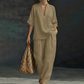 👚 50% OFF NOW! 🌸 Women's Casual V-Neck Top & Wide-Leg Trousers Set – Soft & breathable – Perfect for summer, work or resort wear – relaxed and elegant ✨🌿