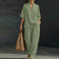 👚 50% OFF NOW! 🌸 Women's Casual V-Neck Top & Wide-Leg Trousers Set – Soft & breathable – Perfect for summer, work or resort wear – relaxed and elegant ✨🌿